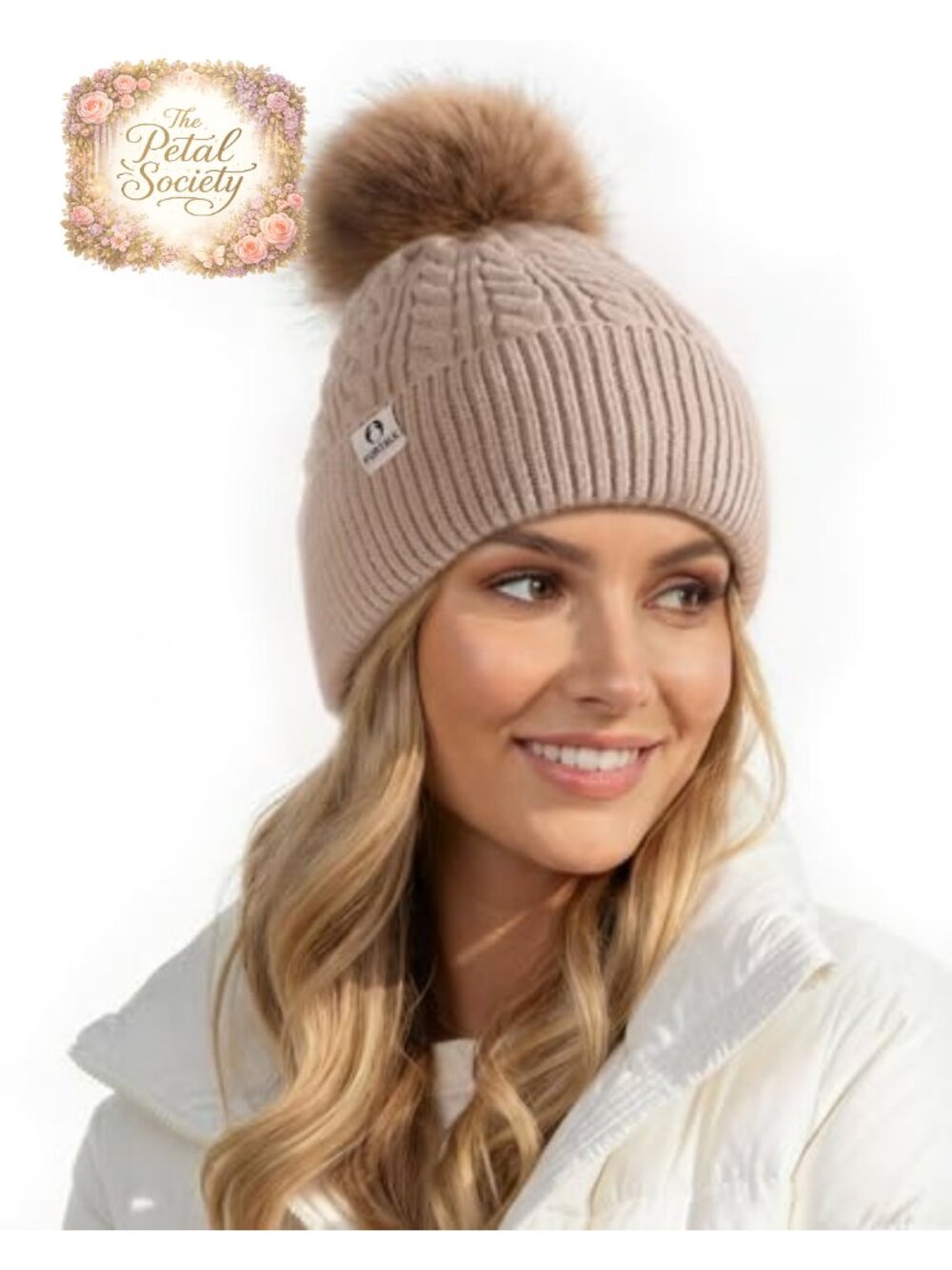 Fleece Lined Pom Pom Beanie Warm Knit Winter Cap One Size